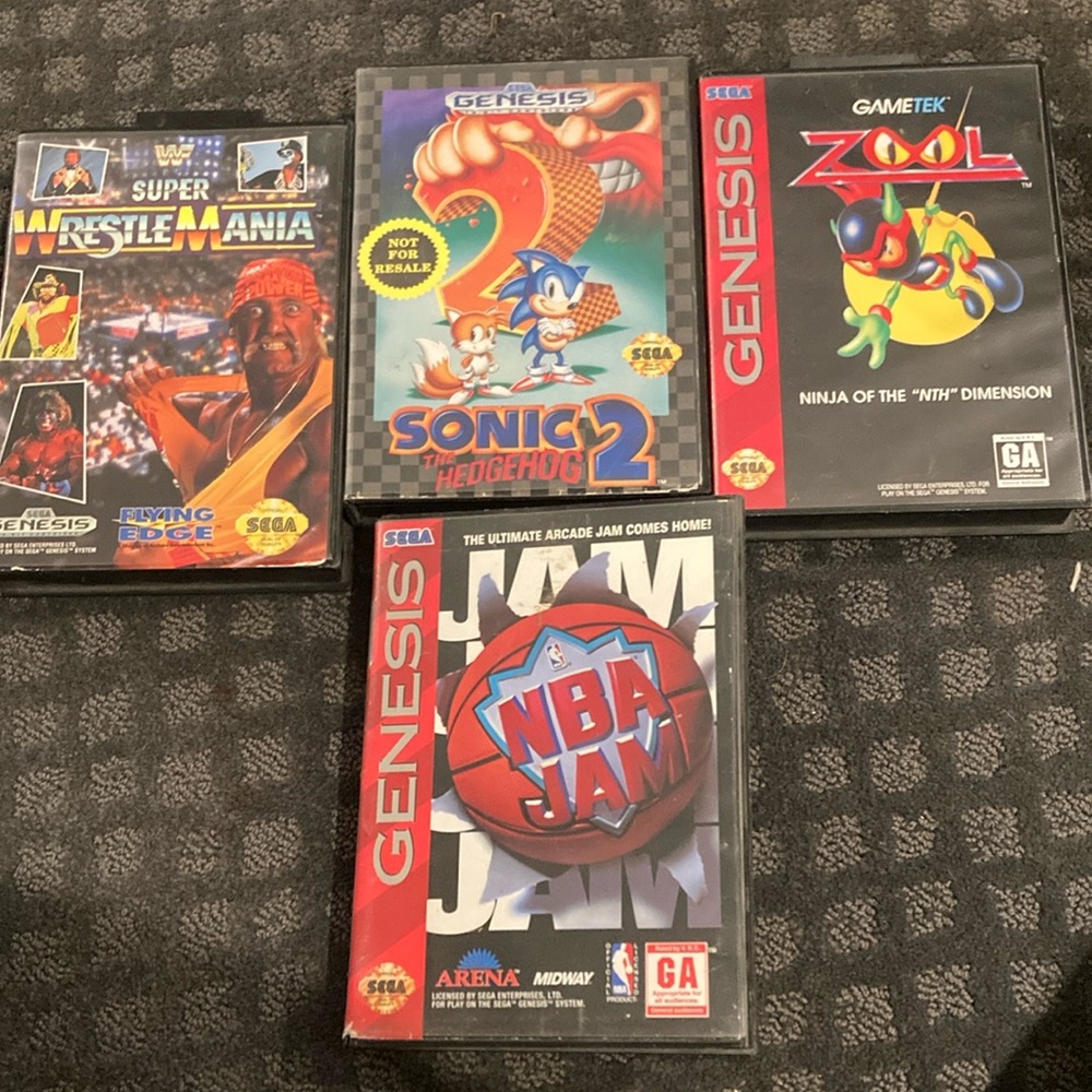 Genesis Video Game Collection - Black CIB except NBA jam’s has instruction book.